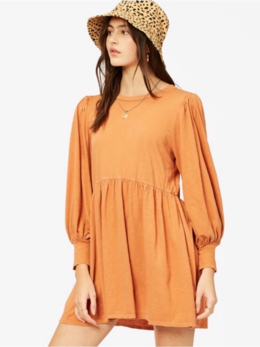 Billabong Day to Dream Long Sleeve Babydoll Dress - Orange